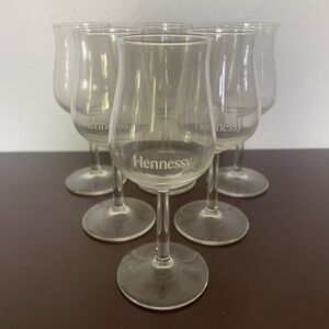 Hennessy Cognac Brandy Tulip Shaped Stemmed Glasses Rare Set of 6